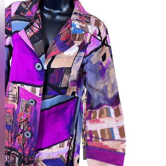 Aris A Multicolor Art to Wear Longline Lagenlook Jacket - Picture 4 of 11